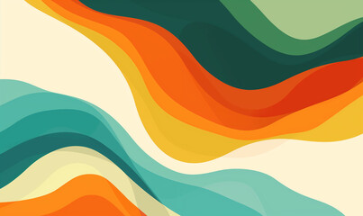 Wall Mural - Abstract background with colorful shapes and waves, simple vector illustration in the style of green orange blue colors