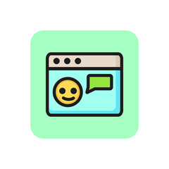 Poster - Chat window line icon. Online help, chat bot, instant message. Connection concept. Can be used for topics like internet, social networking, communication