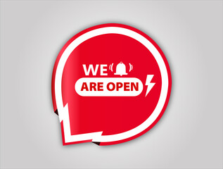 red flat sale web banner for we are open banner and poster