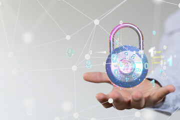 Poster - cybersecurity and information or network protection 3d
