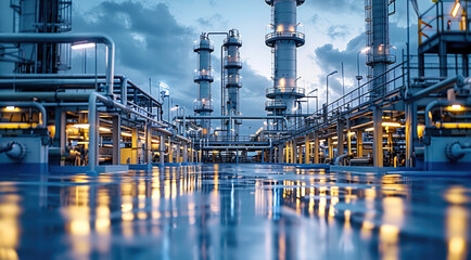 Fototapete - The chemical industry extends to various industries such as plastics, synthetic fibers, petroleum, rubber, pharmaceuticals, dyes, etc, internationalization. Generative AI.