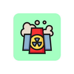 Canvas Print - Nuclear power plant line icon. Atomic reactor, station, chimney. Non renewable energy concept. Can be used for topics like ecology, radiation, electricity