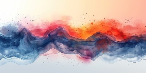 Wall Mural - a modern abstract background with a watercolor texture a retro wave pattern on the curves.illustration