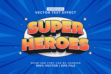 Canvas Print - Editable text effect Super Hero 3d Cartoon Comic style premium vector