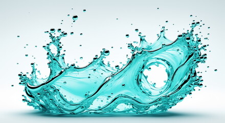 Poster - Mesmerizing close-up of a water droplet impacting a surface, creating a vibrant, swirling splash with intricate details and a captivating sense of movement