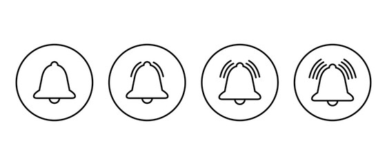 Poster - Notification bell icon on circle line. Alert, ringing concept