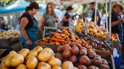 Vibrant Potato Food Festival with International Dishes and Lively Atmosphere