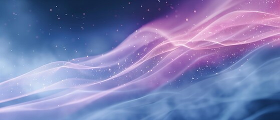 Wall Mural - A purple and blue wave with a lot of white specks. Digital particles wave and light abstract background