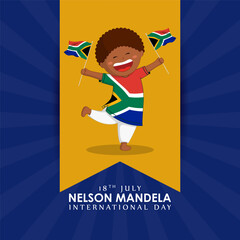 Wall Mural - Vector illustration of Nelson Mandela International Day social media feed template