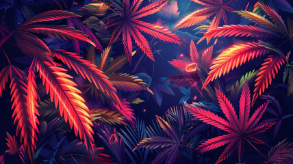 Wall Mural - Tropical Cannabis Leaf Banner