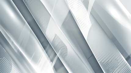 Poster - Abstract white and silver light pattern on a gray gradient background, accented with metal textures and soft tech diagonal elements for a modern look.