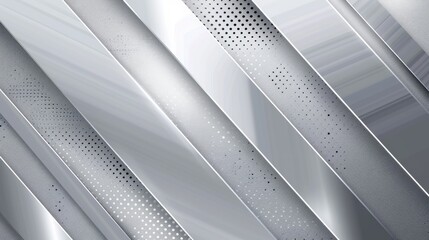 Poster - Abstract white and silver light pattern on a gray gradient background, accented with metal textures and soft tech diagonal elements for a modern look.