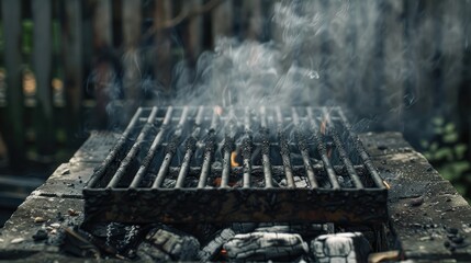 Sticker - Dirty barbecue grill used for cooking