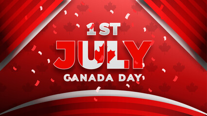 Wall Mural - Happy Canada day vector Podium banner, greeting card. Canadian wavy flag in 1st of July national patriotic holiday horizontal design