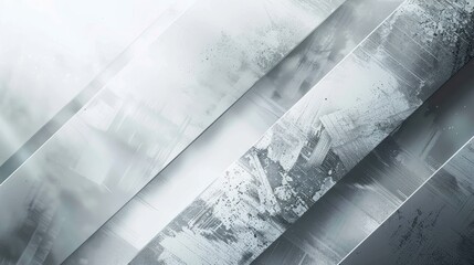 Poster - Abstract background in white and silver with a soft tech diagonal design, blending metal textures and dark accents for a clean, modern aesthetic