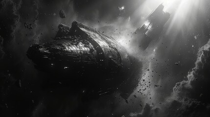 Wall Mural - Cosmic Isolation: A Haunting Scene in the Void of Space Generative AI