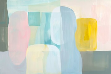 Wall Mural - an abstract painting with pastel colors, large shapes and a sense of lightness. 