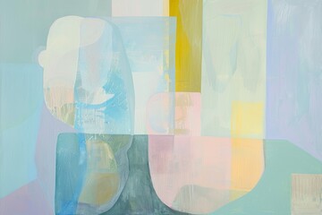 Wall Mural - an abstract painting with pastel colors, large shapes and a sense of lightness. 