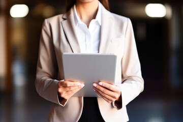 Sticker - A woman in a business suit holding a tablet