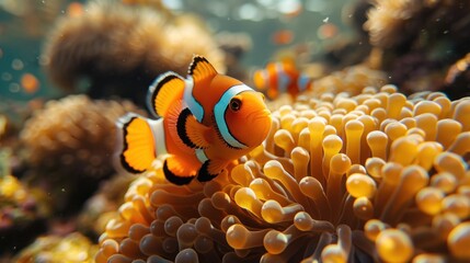 Wall Mural - Clownfish Hiding in Anemone