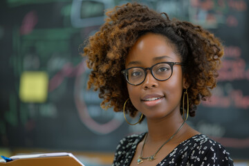 Wall Mural - black, afro american  woman in academia, teaching 