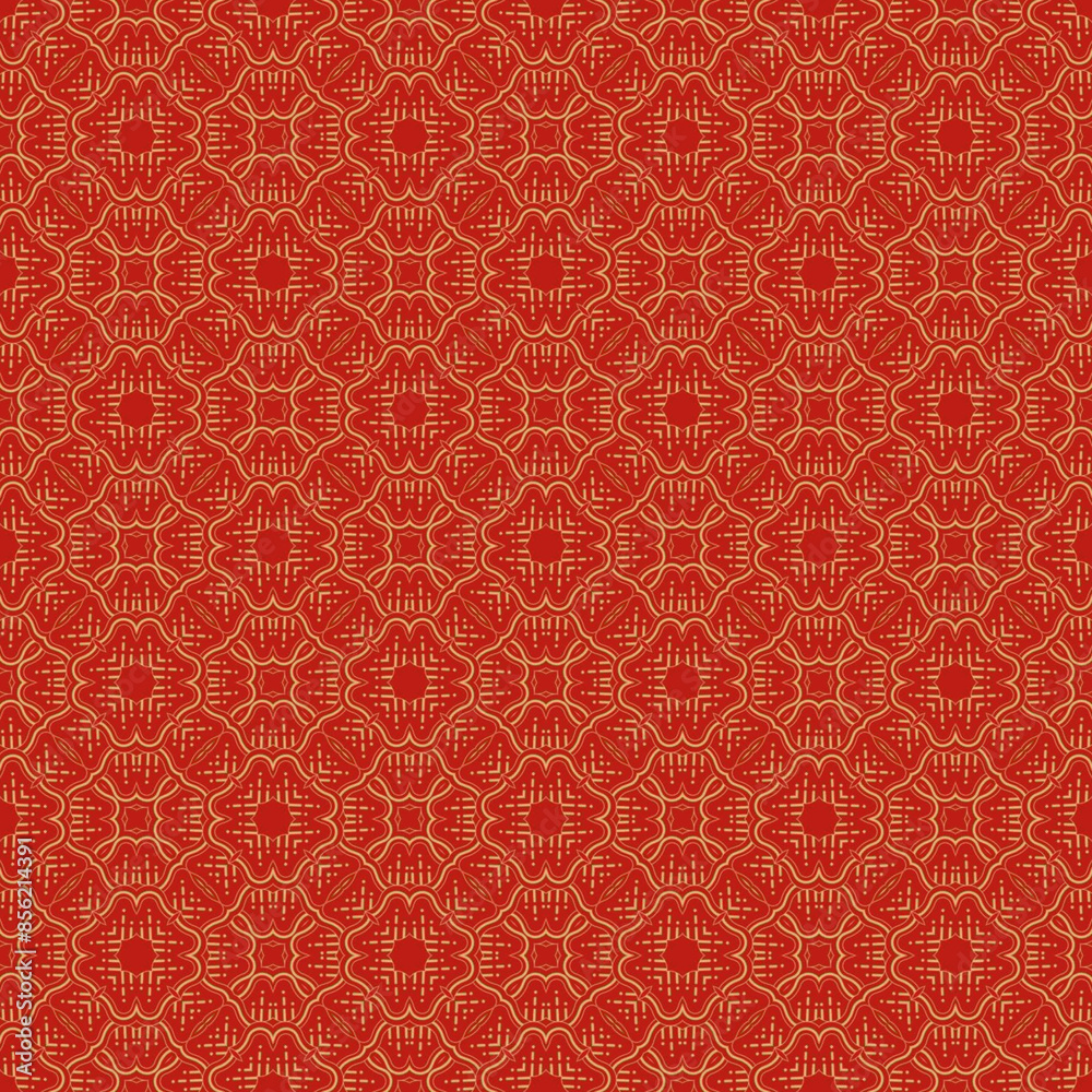 red, gold, flower, china, fabric abstract seamless pattern. design for ...
