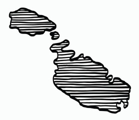 Sticker - Doodle freehand drawing of Malta map.