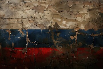 A Russian flag with worn edges Generative AI