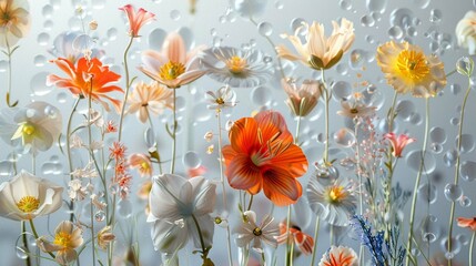 Canvas Print -  colourful flowers background 