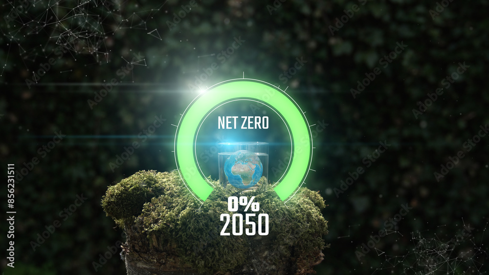 Net Zero Emissions 2050 Countdown Animation In Glass Of Water Concept ...