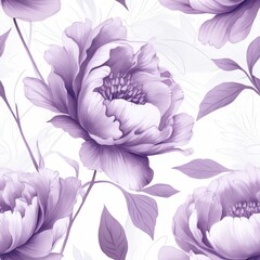 Wall Mural - Watercolor illustration of peony pink flowers, seamless pattern