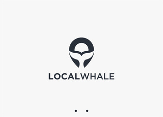 Wall Mural - whale location logo design vector silhouette illustration