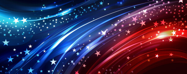 Independence Day USA background with a bold, modern design featuring abstract stars and stripes.