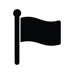 Wall Mural - Simple Black Flag Icon Isolated on White Background, Vector Illustration of a Flag Waving on a Pole