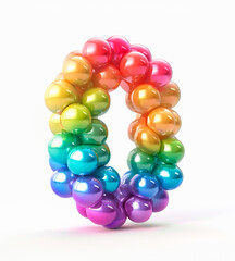 Fototapete - AI generated photo with inflatable number 0 from multicolored balloons. Minimalistic numbers isolated on a white background