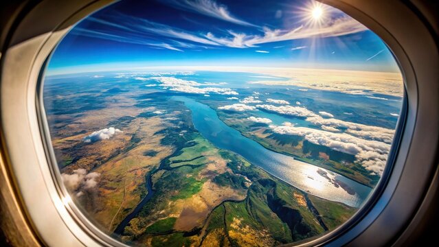 A stunning aerial view of the Earth's landscape from an airplane window , aerial, view, earth, landscape, amazing, aircraft