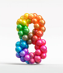 Fototapete - AI generated photo with inflatable number 8 from multicolored balloons. Minimalistic numbers isolated on a white background