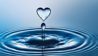 pure water drop in shape of heart