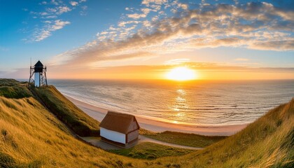 Wall Mural - panoramic view of a sunrise on the island of sylt schleswig holstein germany