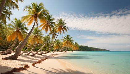 Wall Mural - beautiful tropical beach at exotic island with palm trees