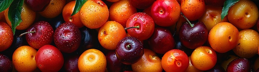 Wall Mural - A bunch of apples with a few drops of water on them