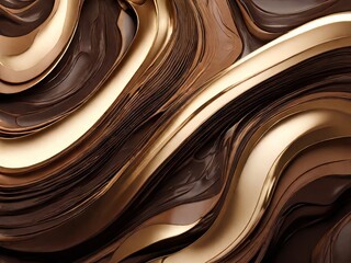 Poster - A digital abstract artwork featuring a wavy pattern in shades of brown and gold