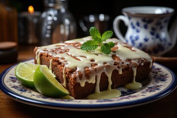 Wall Mural - Ginger brownie with succulent lemon cover., generative IA