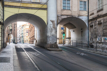 Wall Mural - Street in the historic center of the old town in Prague, Czech Republic, Europe.