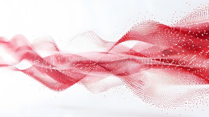 
red and white abstract background with flowing particles. Digital future technology concept. vector illustration.