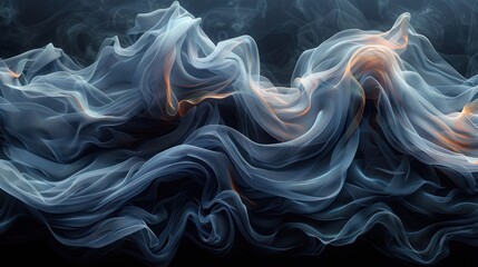 Wall Mural - Abstract swirling blue and orange smoke texture