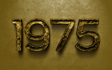 3D dark golden number design of 1975 on cracked golden background.