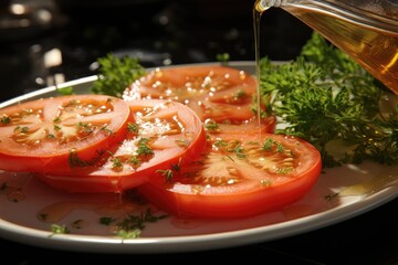 fresh tomatoes with olive oil taste and freshness., generative ia