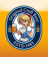 beer label illustration with girl