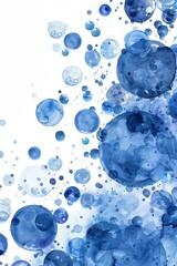 Wall Mural - Blue circles that are scattered all over the canvas. The circles are of various sizes and are placed in different positions, creating a sense of movement and energy